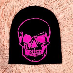 Pink & Black Skull Beanie